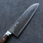 Seisuke Nami AUS10 Mirrored Finish Damascus Santoku  180mm Brown Pakka wood Handle - Japannywholesale