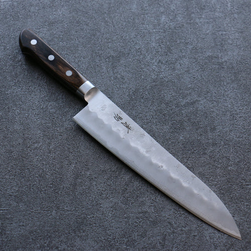 Seisuke Silver Steel No.3 Nashiji Gyuto  210mm Brown Pakka wood Handle - Japannywholesale