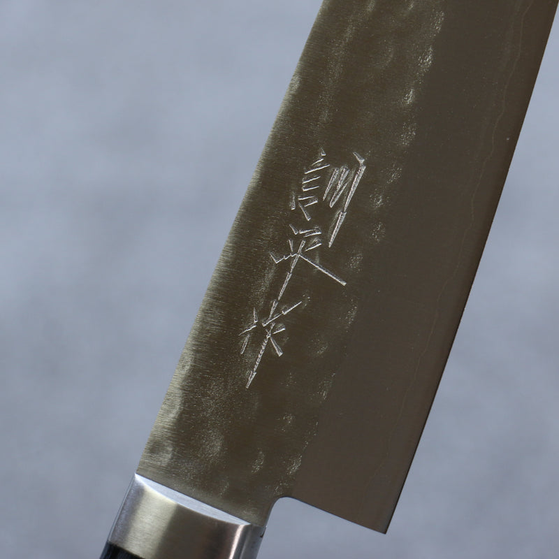 Kunihira Kokuryu VG10 Hammered Small Santoku  130mm Blue Pakka wood Handle - Japannywholesale