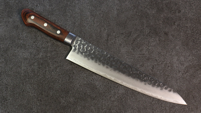 Seisuke Swedish Steel-stn Hammered Gyuto  240mm Mahogany Handle - Japannywholesale