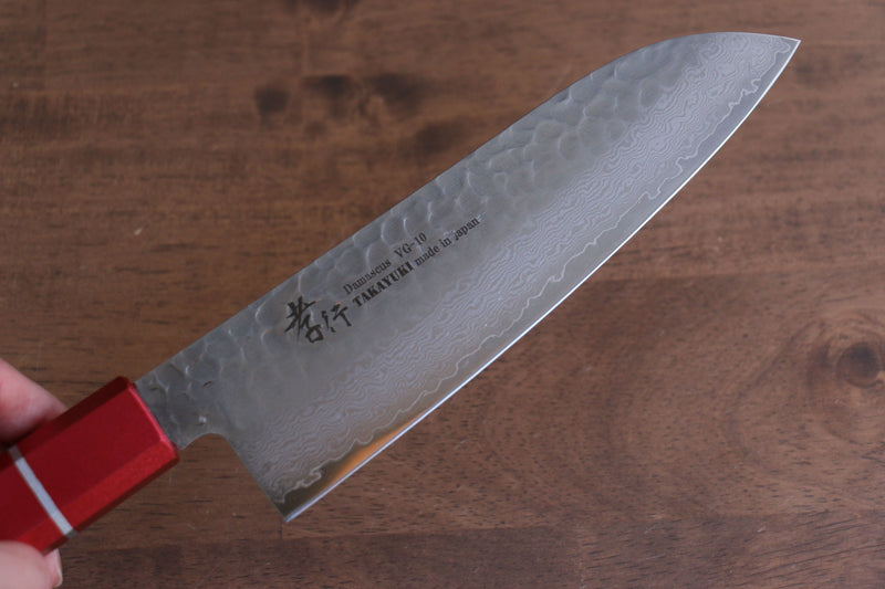 Sakai Takayuki VG10 33 Layer Damascus Santoku  170mm Live oak Lacquered (Kouseki) Handle - Japannywholesale