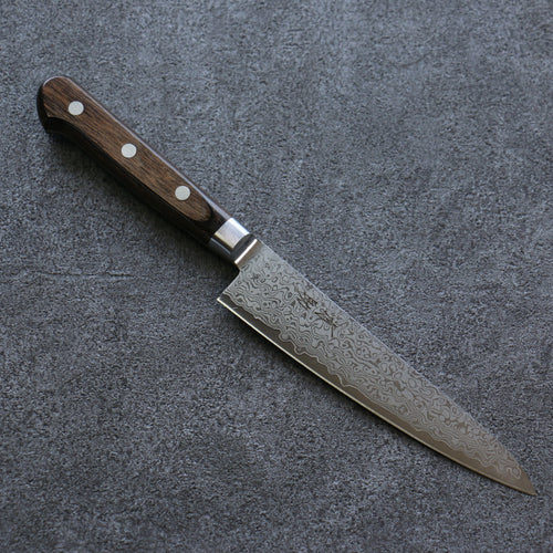 Seisuke VG10 33 Layer Damascus Petty-Utility  135mm Brown Pakka wood Handle - Japannywholesale