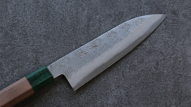 Seisuke Blue Super Hammered Santoku  165mm Walnut(With Double Green Pakka wood) Handle - Japannywholesale