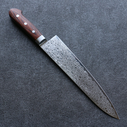 Seisuke Mokusei ZA-18 Mirrored Finish Damascus Gyuto  240mm Brown Pakka wood Handle - Japannywholesale