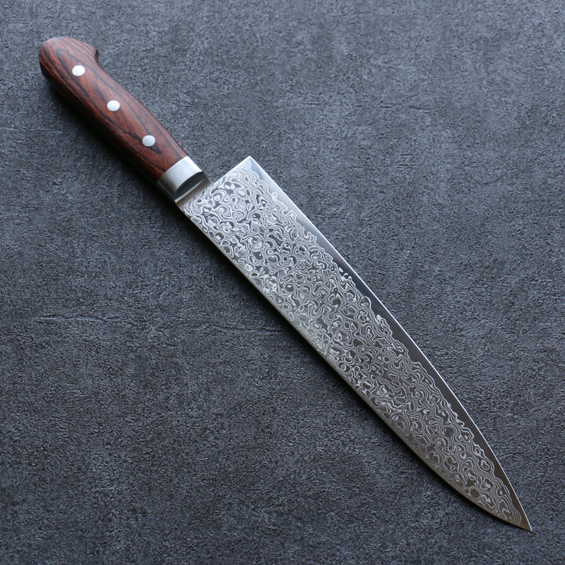 Seisuke Mokusei ZA-18 Mirrored Finish Damascus Gyuto  240mm Brown Pakka wood Handle - Japannywholesale