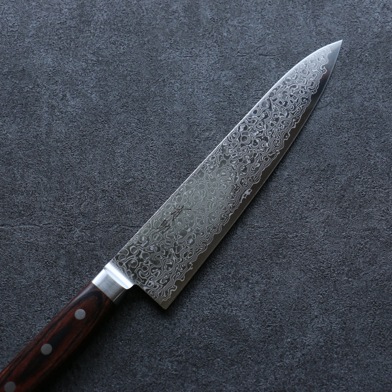 Seisuke Mokusei ZA-18 Mirrored Finish Damascus Gyuto  240mm Brown Pakka wood Handle - Japannywholesale