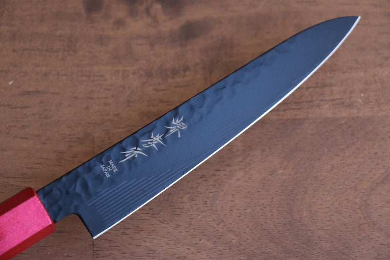 Sakai Takayuki Kurokage VG10 Hammered Teflon Coating Petty-Utility  150mm Live oak Lacquered (Kouseki) Handle - Japannywholesale