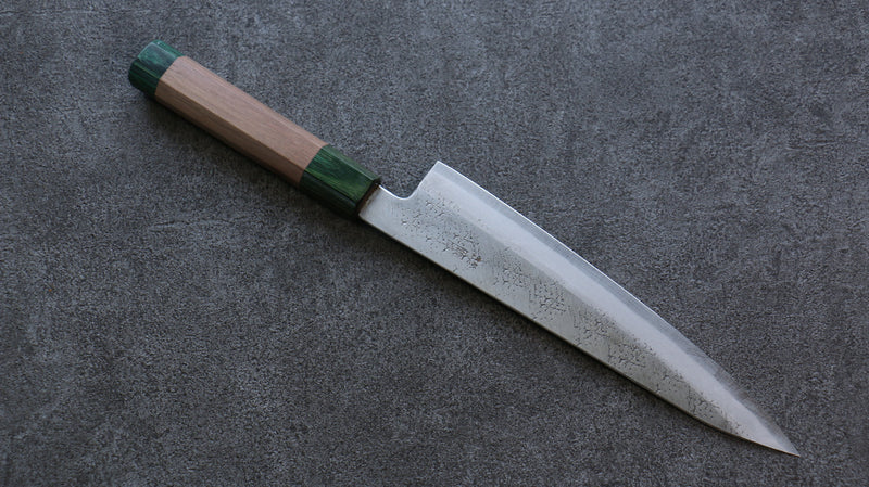 Seisuke Blue Super Hammered Gyuto  210mm Walnut(With Double Green Pakka wood) Handle - Japannywholesale