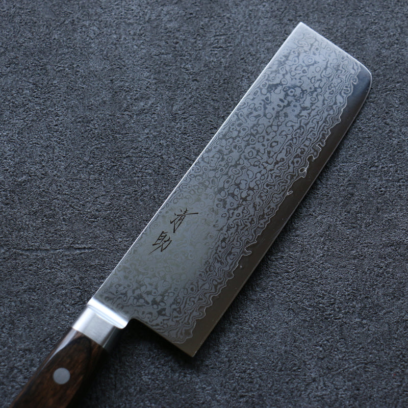 Seisuke VG10 33 Layer Damascus Nakiri  165mm Brown Pakka wood Handle - Japannywholesale