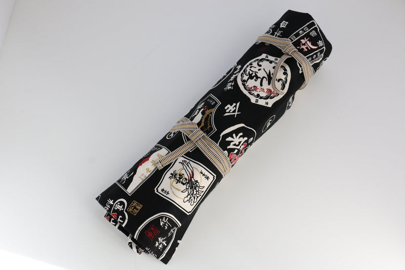 Japanese Style Knife Roll Kurocha-Ura-Shirokamon 7 Pockets - Japannywholesale