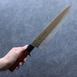 Kanetsune DSR-1K6 Hammered Gyuto  240mm Red Pakka wood Handle - Japannywholesale