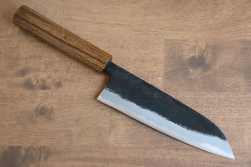 Kyohei  Shindo Blue Steel Black Finished Santoku  170mm Live oak Lacquered Handle - Japannywholesale