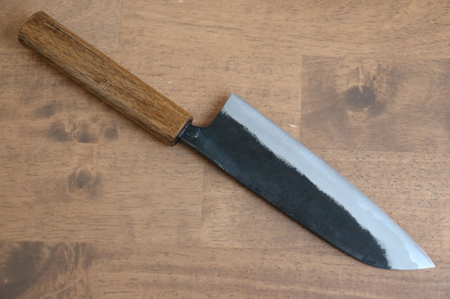 Kyohei  Shindo Blue Steel Black Finished Santoku  170mm Live oak Lacquered Handle - Japannywholesale
