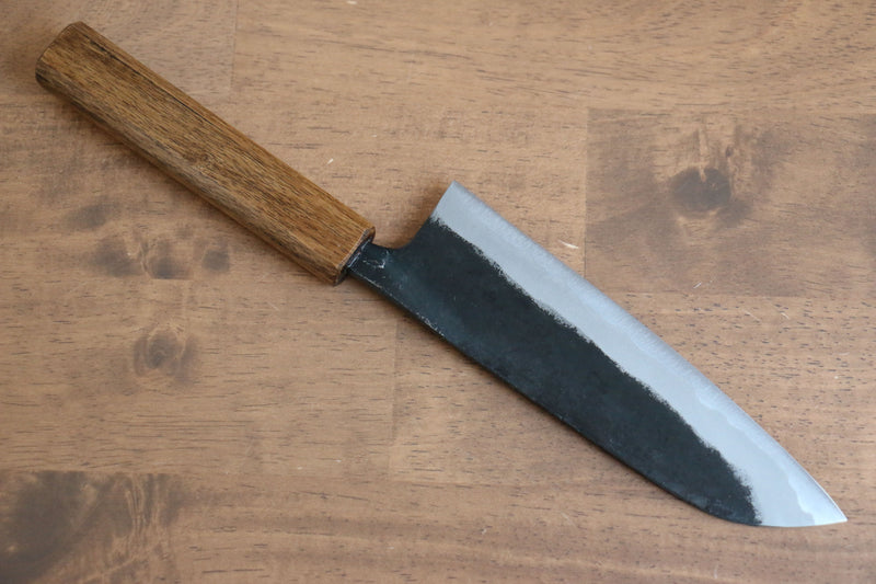 Kyohei  Shindo Blue Steel Black Finished Santoku  170mm Live oak Lacquered Handle - Japannywholesale