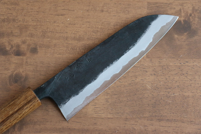 Kyohei  Shindo Blue Steel Black Finished Santoku  170mm Live oak Lacquered Handle - Japannywholesale