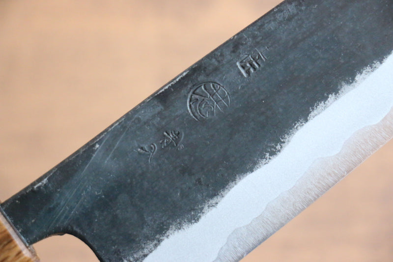 Kyohei  Shindo Blue Steel Black Finished Santoku  170mm Live oak Lacquered Handle - Japannywholesale