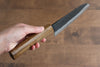 Kyohei  Shindo Blue Steel Black Finished Santoku  170mm Live oak Lacquered Handle - Japannywholesale