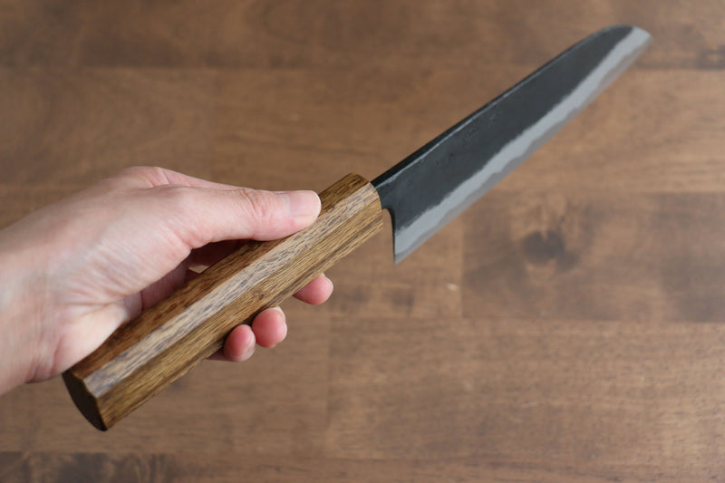 Kyohei  Shindo Blue Steel Black Finished Santoku  170mm Live oak Lacquered Handle - Japannywholesale