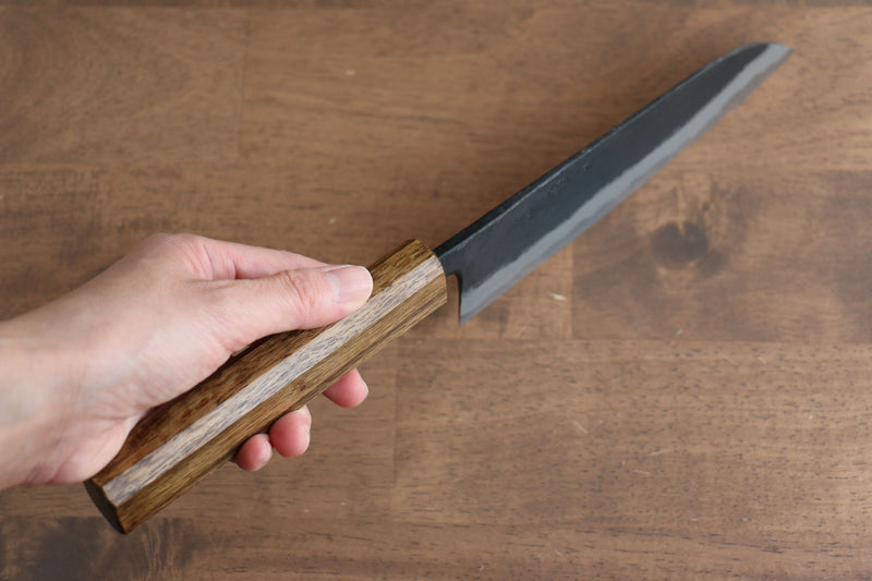 Kyohei  Shindo Blue Steel Black Finished Santoku  170mm Live oak Lacquered Handle - Japannywholesale