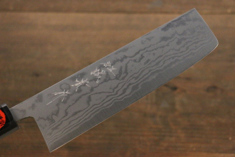 Shigeki Tanaka Blue Steel No.2 Damascus Nakiri  165mm Walnut Handle - Japannywholesale