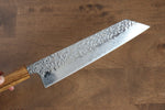 Seisuke Tsukikage AUS10 Migaki Finished Hammered Damascus Kiritsuke  210mm Oak Handle - Japannywholesale