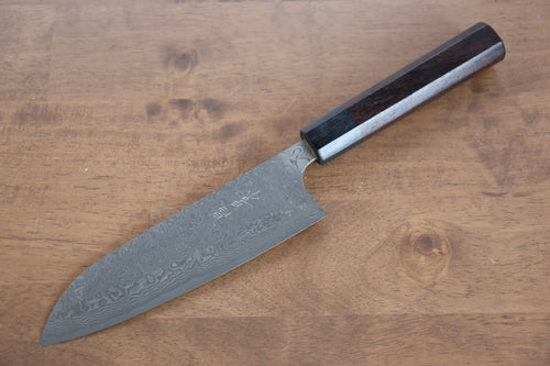 Masakage Kumo VG10 Damascus Santoku  165mm Shitan Handle - Japannywholesale