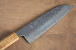 Seisuke Tsukikage AUS10 Migaki Finished Hammered Damascus Santoku  170mm Oak Handle - Japannywholesale