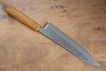 Seisuke Tsukikage AUS10 Migaki Finished Hammered Damascus Gyuto  210mm Oak Handle - Japannywholesale