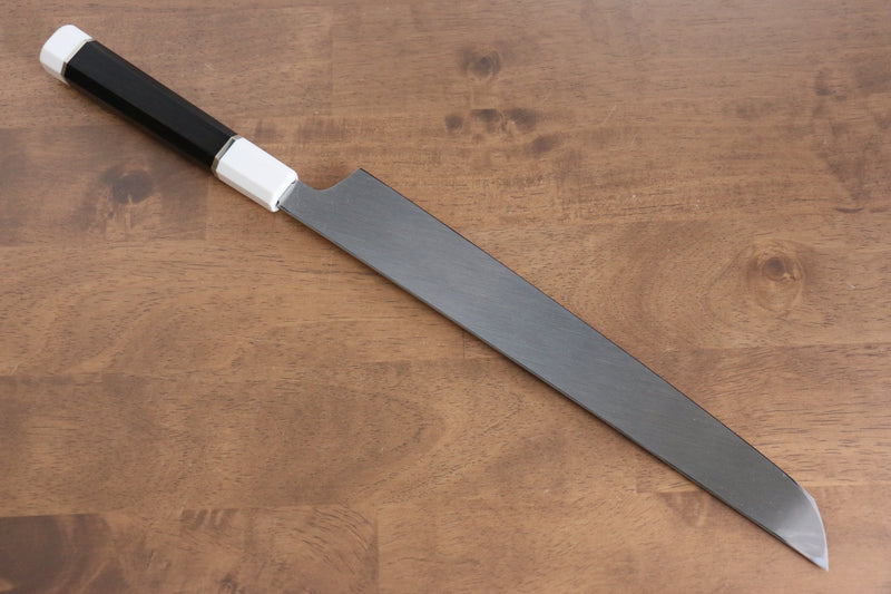 Sakai Takayuki Kageuchi Water Quenching Honyaki White Steel No.2 Mirrored Finish Sakimaru Yanagiba  300mm Ebony with Double Water Buffalo Ring Handle with Sheath - Japannywholesale