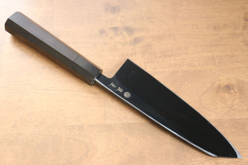 Jikko Ginza White Steel Black dyeing Kiritsuke Deba  180mm Ebony Wood Handle - Japannywholesale