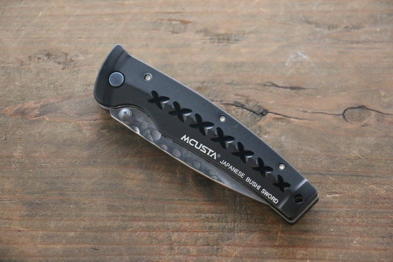 MCUSTA Fusion Stainless Steel Damascus Pocket Knife 85mm Aluminium (Black) Handle - Japannywholesale