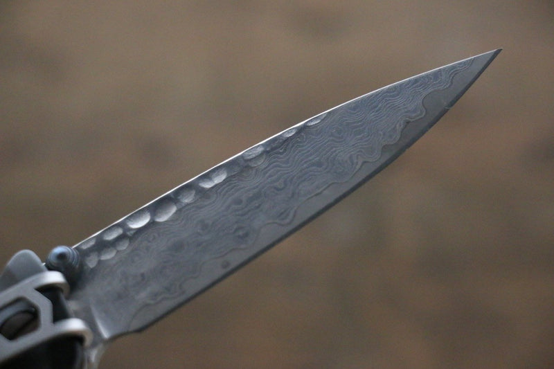 MCUSTA Fusion Stainless Steel Damascus Pocket Knife 85mm Aluminium (Black) Handle - Japannywholesale