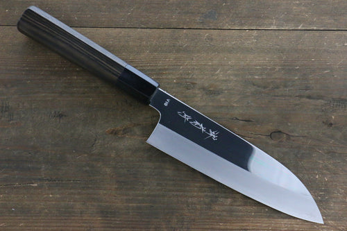 Kikumori VG10 Mirrored Finish Santoku Japanese Chef Knife 180mm with Ebony Handle - Japannywholesale