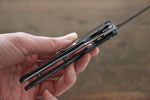 MCUSTA Fusion Stainless Steel Damascus Pocket Knife 85mm Aluminium (Black) Handle - Japannywholesale