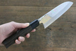 Kikumori VG10 Mirrored Finish Santoku Japanese Chef Knife 180mm with Ebony Handle - Japannywholesale