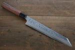 Hideo Kitaoka Blue Steel No.2 Damascus Kiritsuke Yanagiba  240mm Shitan Handle - Japannywholesale