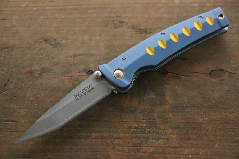 MCUSTA Katana VG10 Pocket Knife 80mm Aluminium (Blue/Orange) Handle - Japannywholesale