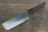 Yoshimi Kato Silver Steel No.3 Hammered Nakiri Japanese Chef Knife 165mm with Red Honduras Handle - Japannywholesale