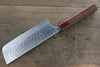 Yoshimi Kato Silver Steel No.3 Hammered Nakiri Japanese Chef Knife 165mm with Red Honduras Handle - Japannywholesale