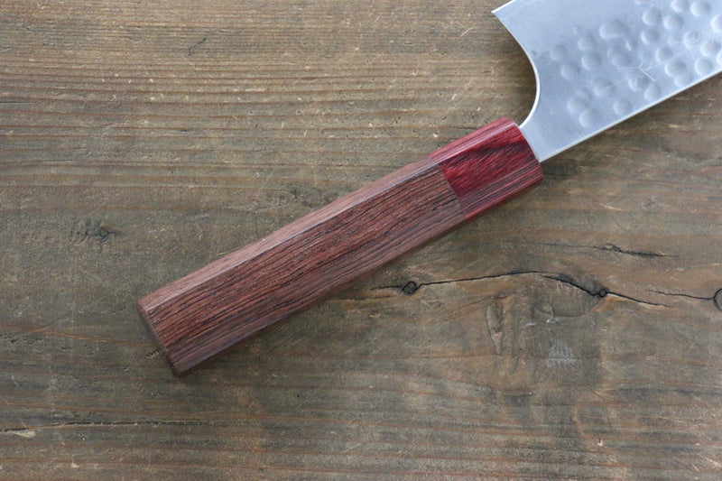 Yoshimi Kato Silver Steel No.3 Hammered Nakiri Japanese Chef Knife 165mm with Red Honduras Handle - Japannywholesale