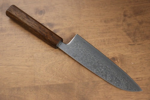 Seisuke VG10 Mirrored Finish Damascus Santoku  165mm Oak Handle - Japannywholesale