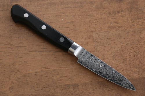 Seisuke AUS10 45 Layer Mirrored Finish Damascus Petty-Utility  80mm Black Pakka wood Handle - Japannywholesale