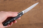 Seisuke AUS10 45 Layer Mirrored Finish Damascus Petty-Utility  80mm Black Pakka wood Handle - Japannywholesale