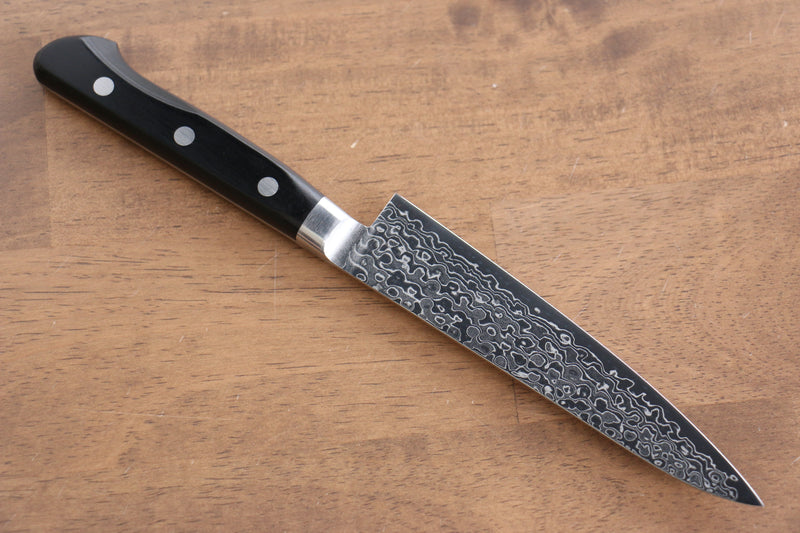 Seisuke AUS10 45 Layer Mirrored Finish Damascus Petty-Utility  135mm Black Pakka wood Handle - Japannywholesale