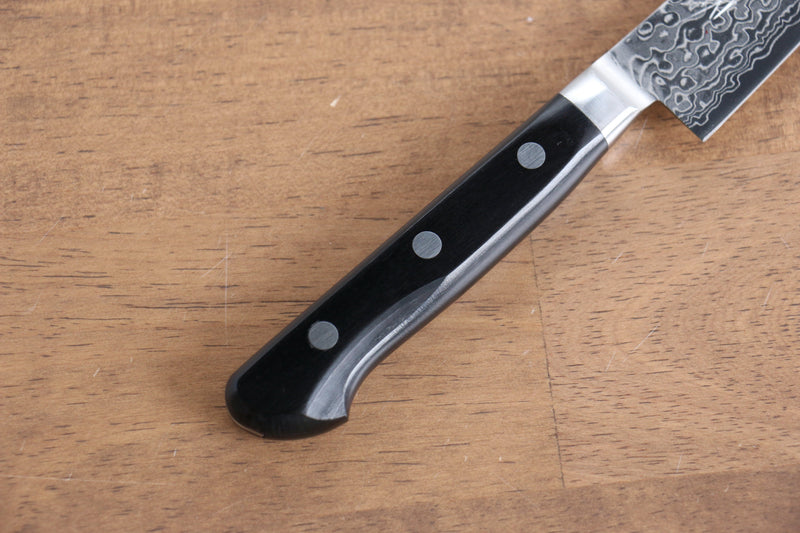 Seisuke AUS10 45 Layer Mirrored Finish Damascus Petty-Utility  135mm Black Pakka wood Handle - Japannywholesale