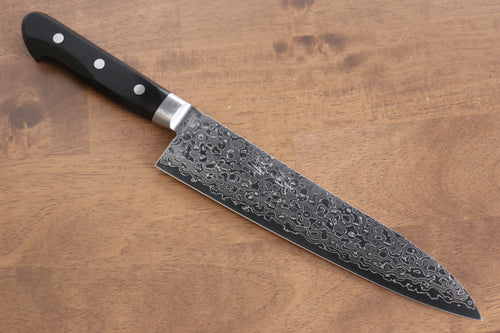 Seisuke AUS10 45 Layer Mirrored Finish Damascus Gyuto  210mm Black Pakka wood Handle - Japannywholesale