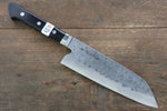 Fujiwara Teruyasu Fujiwara Teruyasu Maboroshi White Steel No.1 Nashiji Hammered Santoku  180mm with Black Pakka wood Handle - Japannywholesale