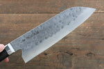 Fujiwara Teruyasu Fujiwara Teruyasu Maboroshi White Steel No.1 Nashiji Hammered Santoku  180mm with Black Pakka wood Handle - Japannywholesale