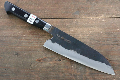 Fujiwara Teruyasu Fujiwara Teruyasu Denka Blue Super Black Finished Santoku  165mm with Black Pakka wood Handle - Japannywholesale