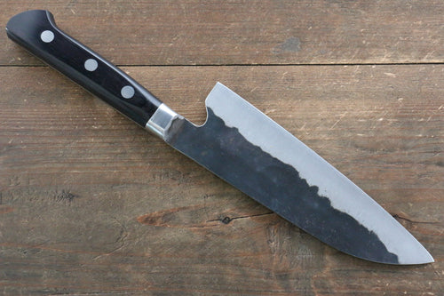 Fujiwara Teruyasu Fujiwara Teruyasu Denka Blue Super Black Finished Santoku  165mm with Black Pakka wood Handle - Japannywholesale